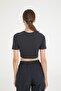 Cotton Round Neck Short Sleeve Crop Top Smoked - 4