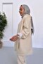 Hooded Shawl Hijab Tracksuit Set - Cream - 4