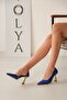 Scarlet Cobalt Blue Wrinkled Patent Leather (8CM) Heel Length Daily Use Stiletto - 5