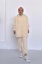 Hooded Shawl Hijab Tracksuit Set - Cream