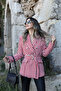 Red Houndstooth Self-Belted Blazer - 4