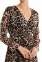 Maxi Lined Leopard Pattern Double Breasted Collar Chiffon Dress - 5