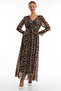 Maxi Lined Leopard Pattern Double Breasted Collar Chiffon Dress - 2