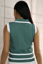 Polo Collar, Buttoned, Striped, Sleeveless, Summer Women's Knitwear Undershirt - 2