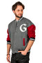 Men's Anthracite-red Three Thread Snap College Collar Bomber Jacket2304761 - 4
