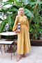 Mustard Organic Linen Drawstring Dress - 3