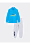 Stand Collar Printed Long Sleeve Boy's Pajama Set