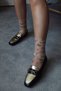 Manifest Blunt Toe Flat Sole Buckle Gold Black Moccasin Loafer Ballerinas Comfortable Women's Daily Shoes - 4