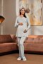 Mecit Cotton Maternity and Postpartum Set with Hijab and Breastfeeding Features | 5 Pieces - Blue - 4