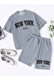 gray newyork printed children's bottom set with shorts