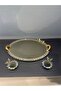 Decorative Crystal Glass Mirror Oval Presentation Tray Gold - 4