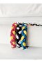Fan Braid Bracelet Hair Band (Yellow Red Yellow Navy Blue Black White Red White) - 5