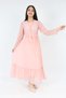 Young Girl Long Length Lace Guipure Embroidered Chiffon Hijab Dress