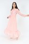 Young Girl Long Length Lace Guipure Embroidered Chiffon Hijab Dress - 6