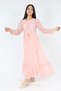 Young Girl Long Length Lace Guipure Embroidered Chiffon Hijab Dress - 5
