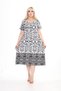 Plus Size Women's Summer Double Pocket Knee Length Short Sleeve Midi Length Viscose Combed Cotton Dress - 4