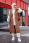 Women's Tan Hooded Quilted Vest MNL-023Y - 5
