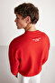 Brood Men's Embroidered Polar-Free Round Collar Red Sweatshirt - 5
