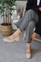 Mary Jane Beige Nude Matte Leather Closed Back Square Toe Short Block Heeled Women's Shoes - 5