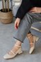 Mary Jane Beige Nude Matte Leather Closed Back Square Toe Short Block Heeled Women's Shoes - 3