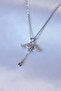 Movable Wing Heart Steel Necklace And Silver Zircon Adjustable Pandora Ring - 4