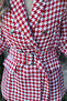 Red Houndstooth Self-Belted Blazer - 5