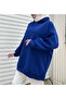 Oversize-Cobalt Blue-3-Garn-Baumwoll-Sweatshirt Für Damen - Raster 1003 - 6