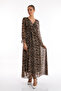 Maxi Lined Leopard Pattern Double Breasted Collar Chiffon Dress - 3