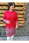 Women's Red Embroidered Long Linen Design Jacket - 4