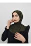 Women's Khaki Snap Bonnet Hijab Scarf - 4