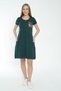 women's green zipper pocket embroidery detailed short-sleeved 100% cotton dress - 4