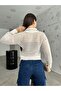 Women's Cream Polo Neck Openwork Knitwear Blouse - 6