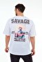 Mbey Oversize White Savage Unisex T-shirt