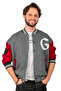 Men's Anthracite-red Three Thread Snap College Collar Bomber Jacket2304761