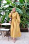 Mustard Organic Linen Drawstring Dress