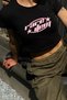 Women's Pink Rare Etem Printed Short Sleeve Crop - 2