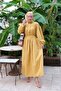 Mustard Organic Linen Drawstring Dress - 2