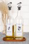 Set of 2 Glass Oil Pots with Wooden Stand Olive Oil Sunflower Oil Bottle Oil Pot 750 ml - 4