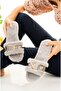 Gray Women's Furry Slippers D Buckle Fluffy Comfortable House Slippers Dowry Bundle Maternity Guest Slippers