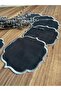 6 Pieces Black Color Linen Fabric Edges with Silver Embroidery Coffee Side Cocktail Presentation Napkins - 4