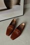 Manifest Blunt Toe Flat Sole Buckle Tan Brown Loafer Ballerinas Comfortable Women's Daily Shoes - 8