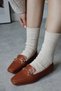 Manifest Blunt Toe Flat Sole Buckle Tan Brown Loafer Ballerinas Comfortable Women's Daily Shoes