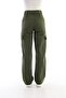 Girl's High Waist Wide Leg Khaki Cargo Pants - 6