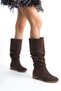 Unal Ozer Brown Suede Women's Gusseted Daily Boots Un001-0144 - 2