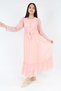 Young Girl Long Length Lace Guipure Embroidered Chiffon Hijab Dress - 4