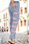 Girl's Elastic Waist Embroidered Jeans - 3