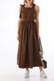 Shoulder Tie Belted Brown Gilet - 6