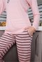 Fashion Stripe Women's Combed Cotton Long Sleeve Pajama Set 4190 - 5
