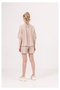 young girl child soft textured striped shirt shorts set - 2