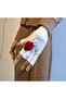 White Handmade Ladybug Embroidered Beanie and Cut Fingers Gloves Set - Valentine's Day Gift - 3